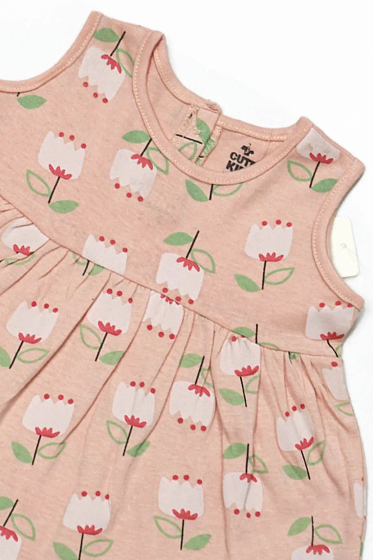 Newborn Flower Printed Frock - Peach - Cute Kids