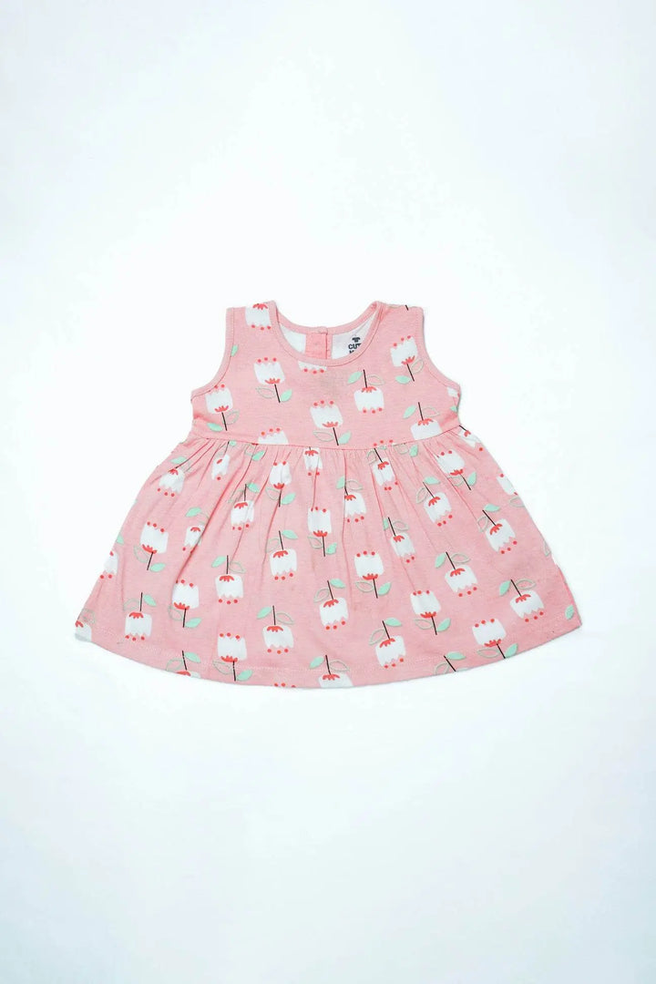 Newborn Flower Printed Frock - Pink - Cute Kids