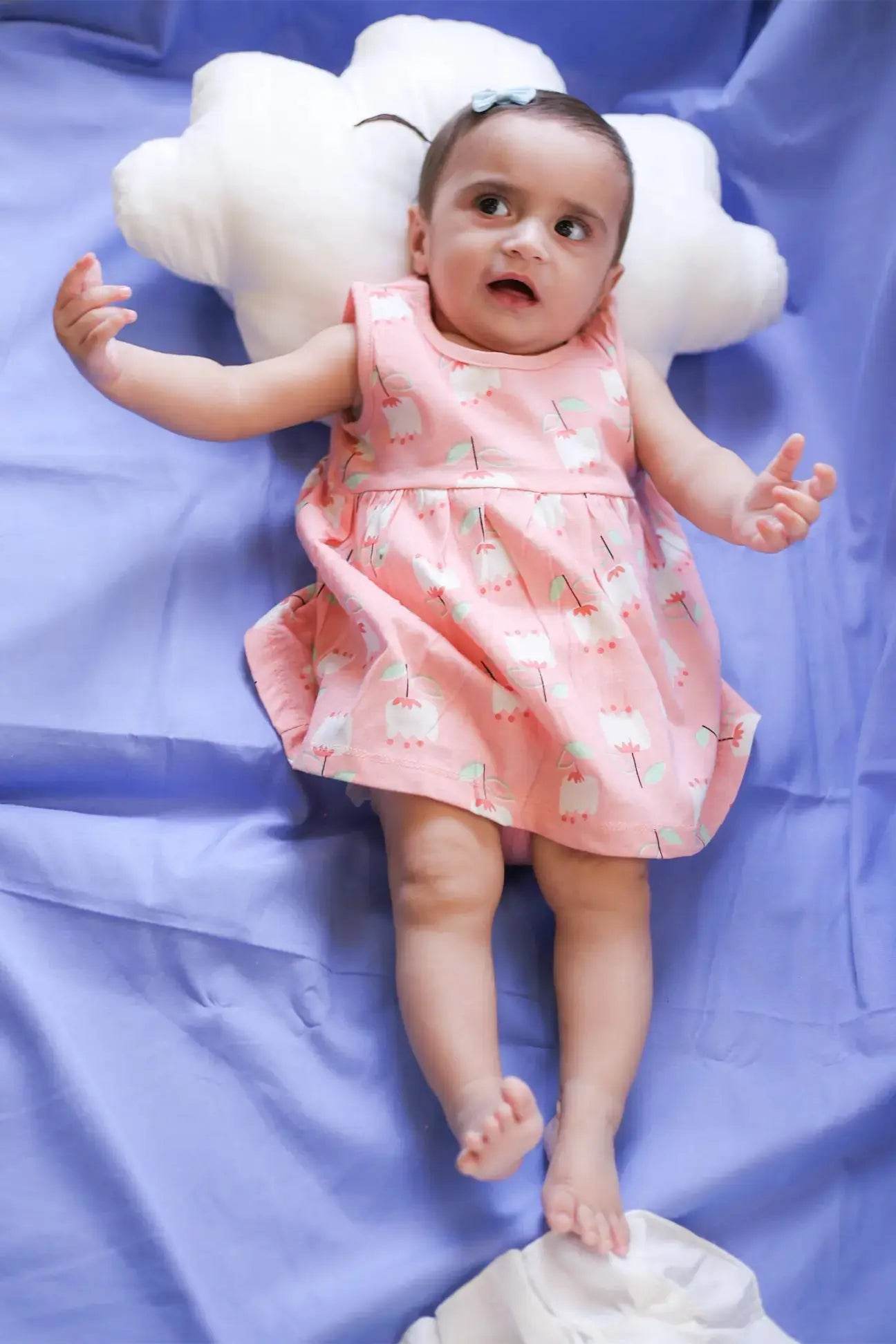 Newborn Flower Printed Frock - Pink - Cute Kids