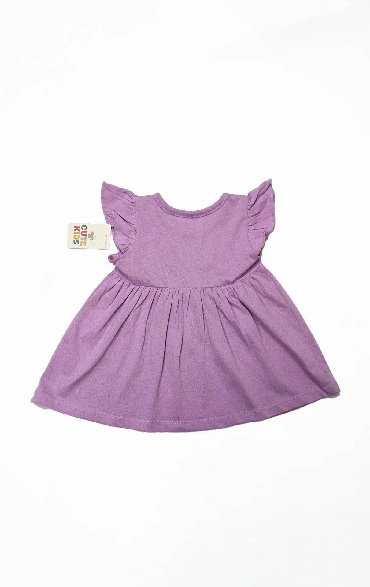 Newborn 3-Flower Printed Frock - Purple - Cute Kids