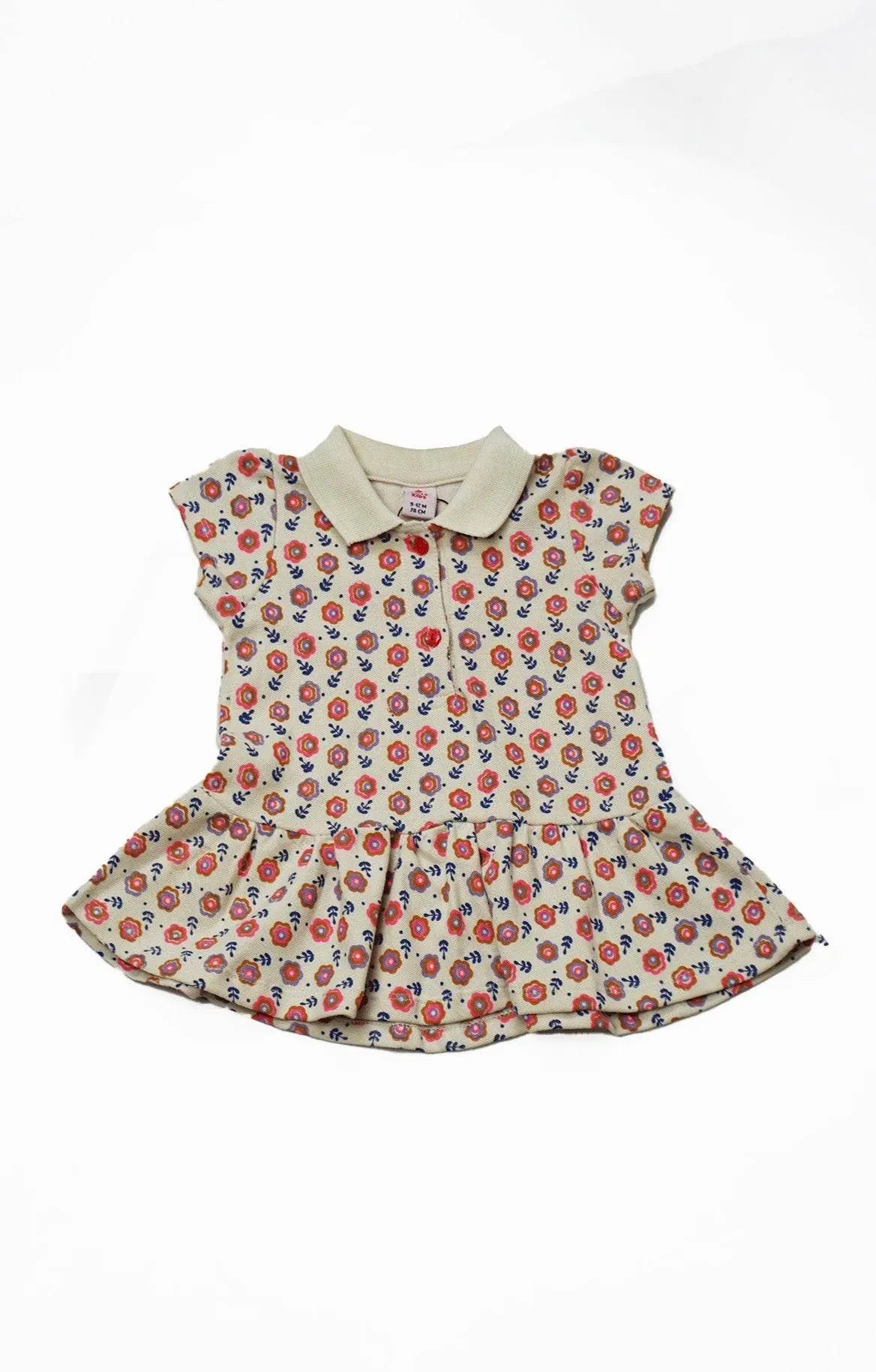 Newborn Flower Printed Frock - White Rose - Cute Kids