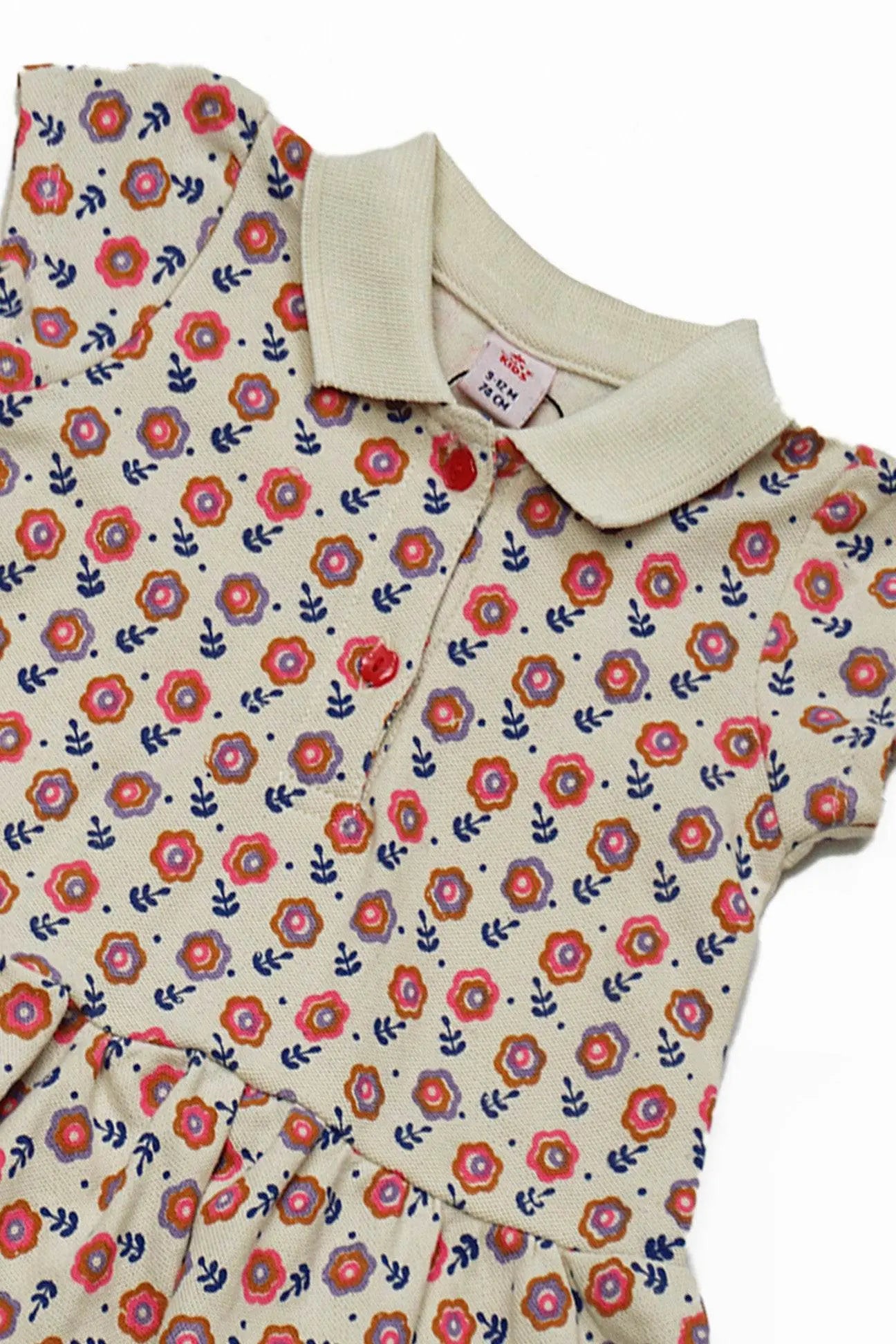 Newborn Flower Printed Frock - White Rose - Cute Kids