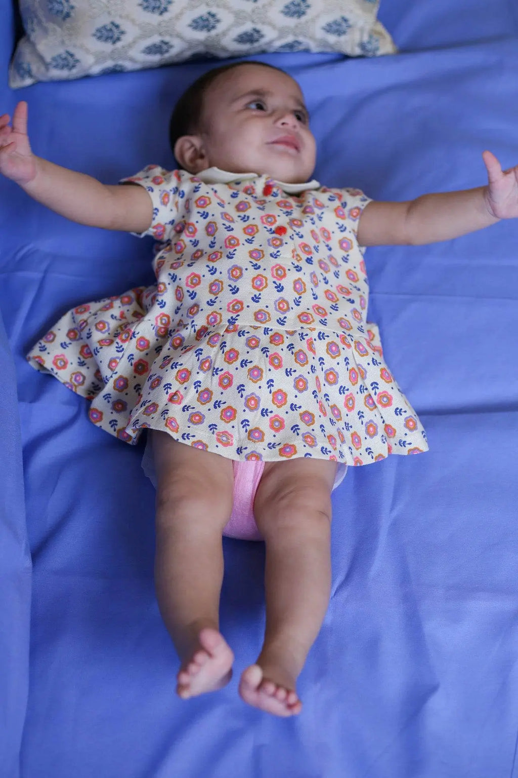 Newborn Flower Printed Frock - White Rose - Cute Kids