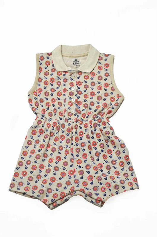 NewBorn Flower Printed Romper - White Rose - Cute Kids