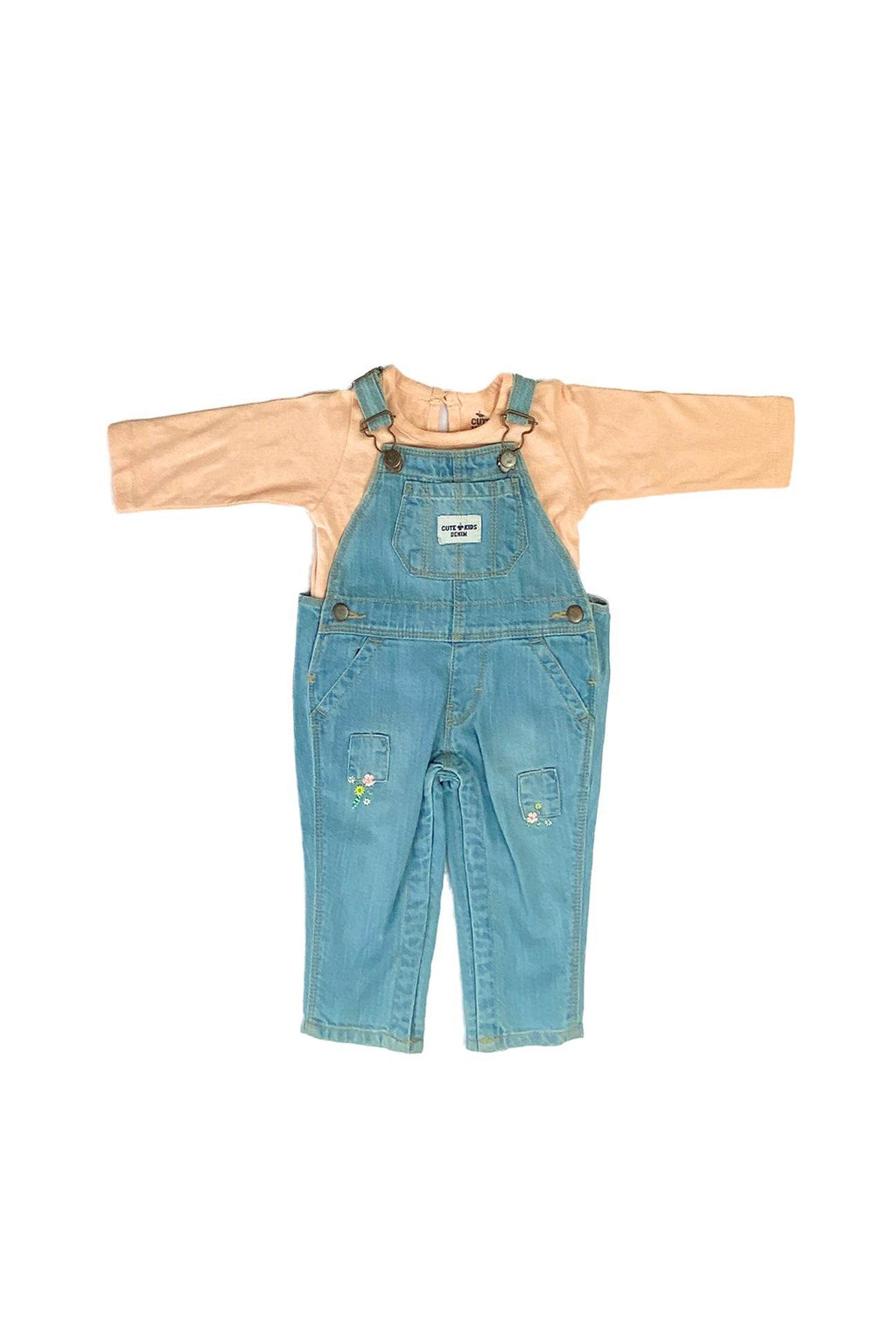Newborn Denim Romper With Peach Inner - Cute Kids