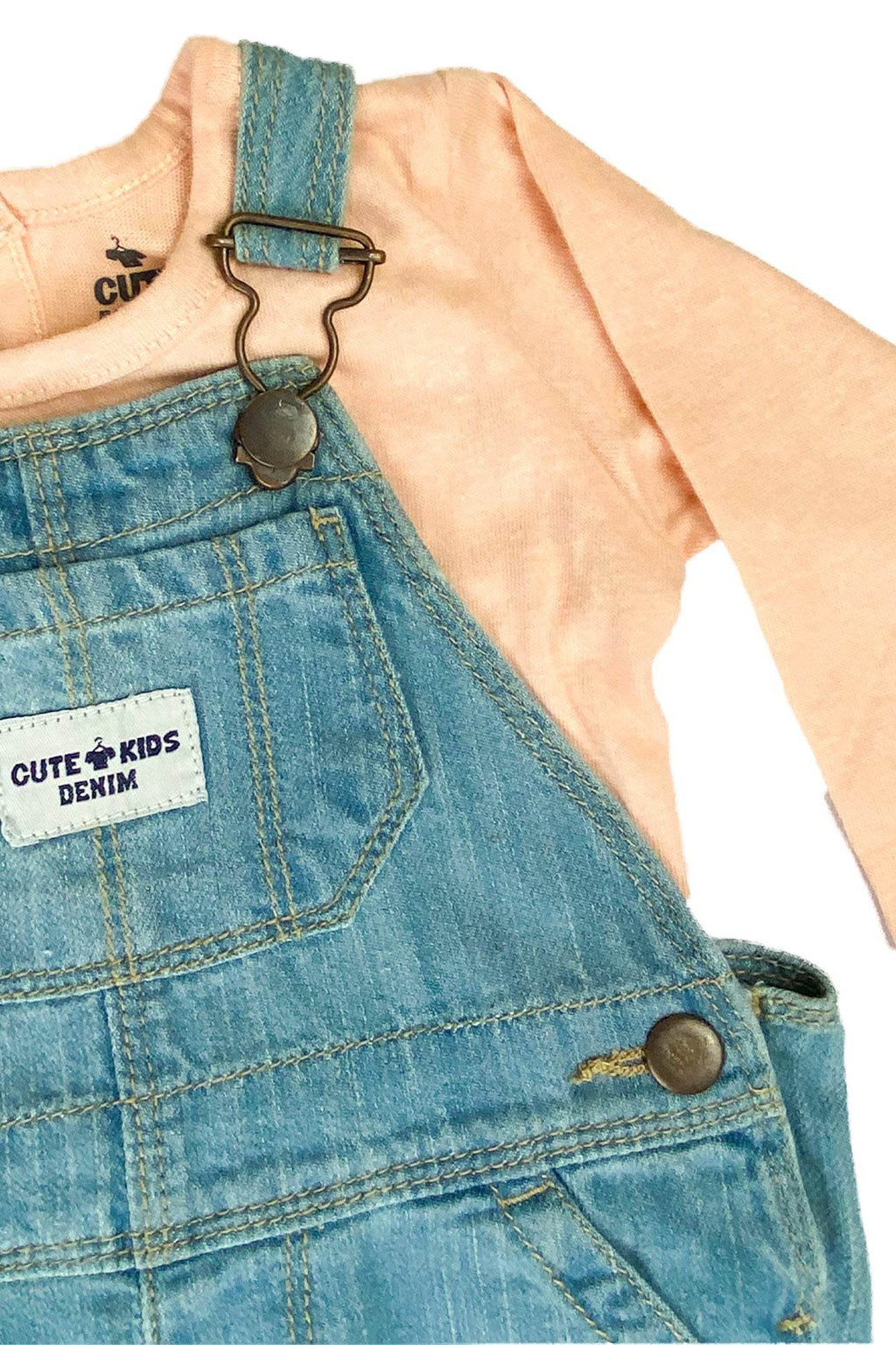 Newborn Denim Romper With Peach Inner - Cute Kids