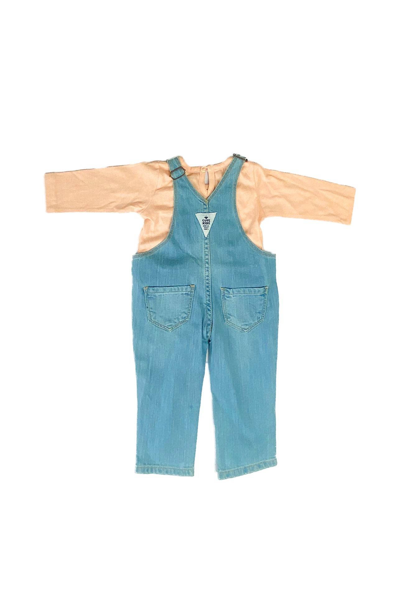 Newborn Denim Romper With Peach Inner - Cute Kids