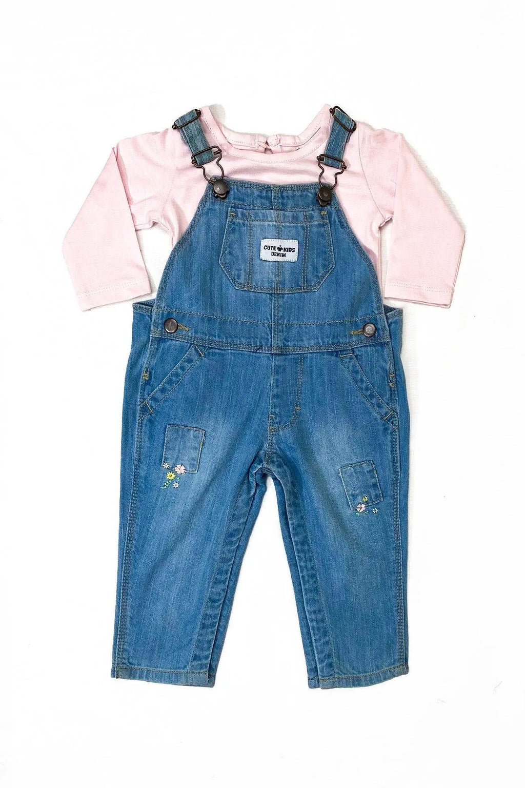 Newborn Denim Romper With - Pink Inner - Cute Kids