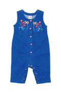NewBorn Denim Flower Embroidery Romper - Mid Wash - Cute Kids