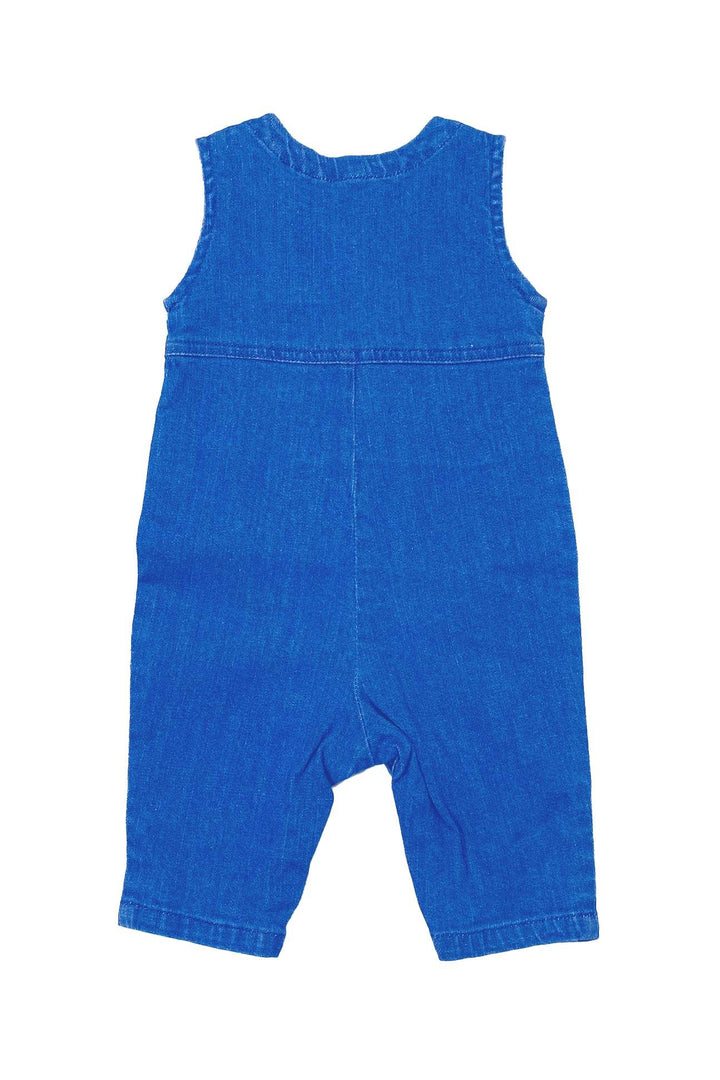 NewBorn Denim Flower Embroidery Romper - Mid Wash - Cute Kids