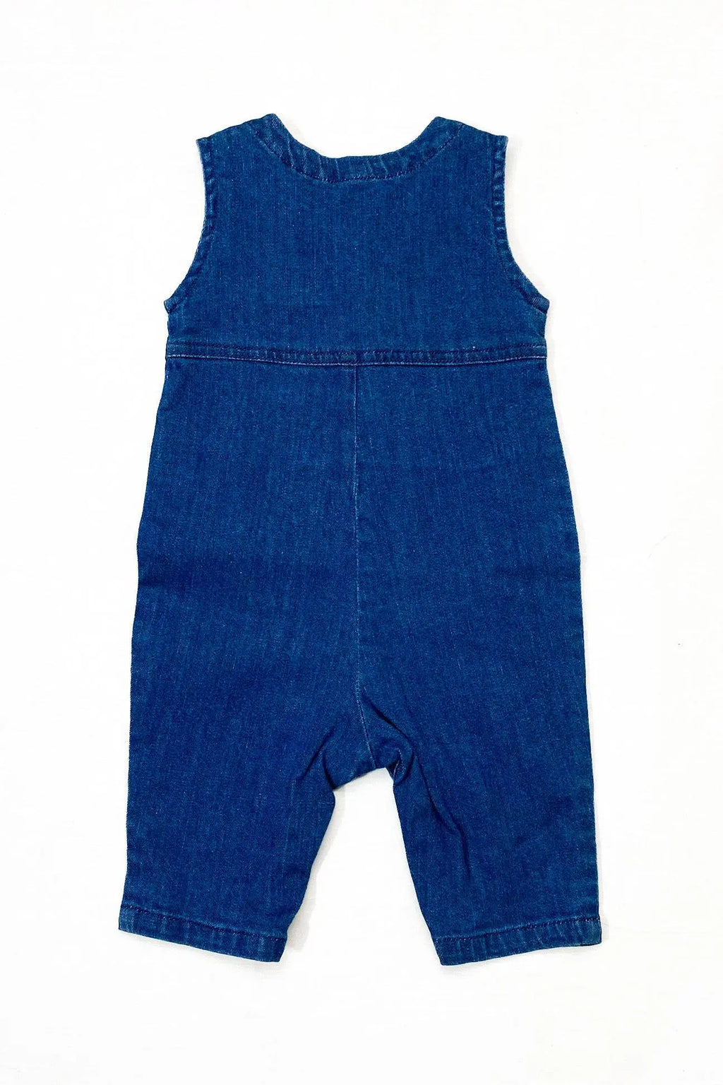 NewBorn Denim Flower Embroidery Romper - Dark Blue - Cute Kids
