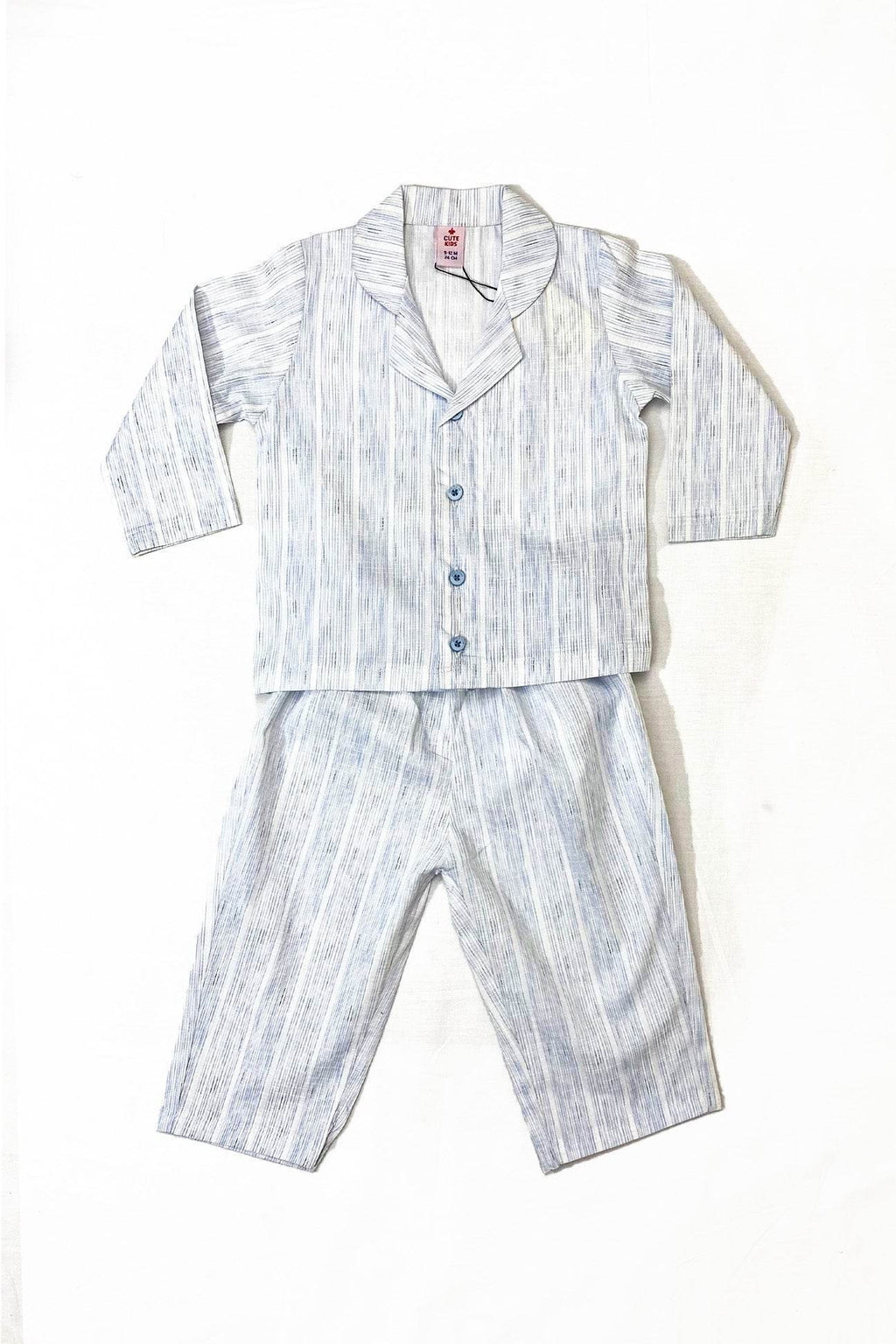 Boys 2 piece Night Suit - Light blue stripe - Cute Kids