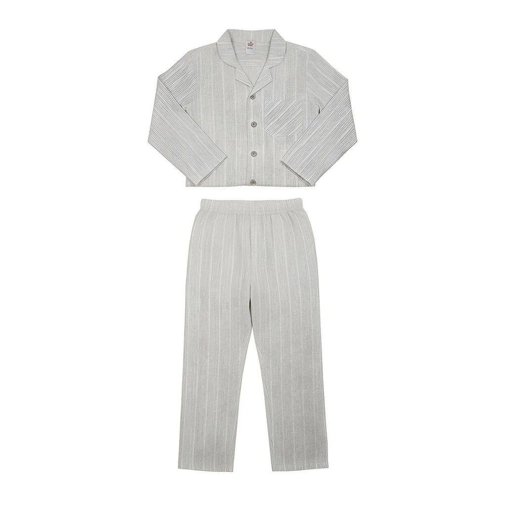 2 piece Night Suit - Light Brown stripe