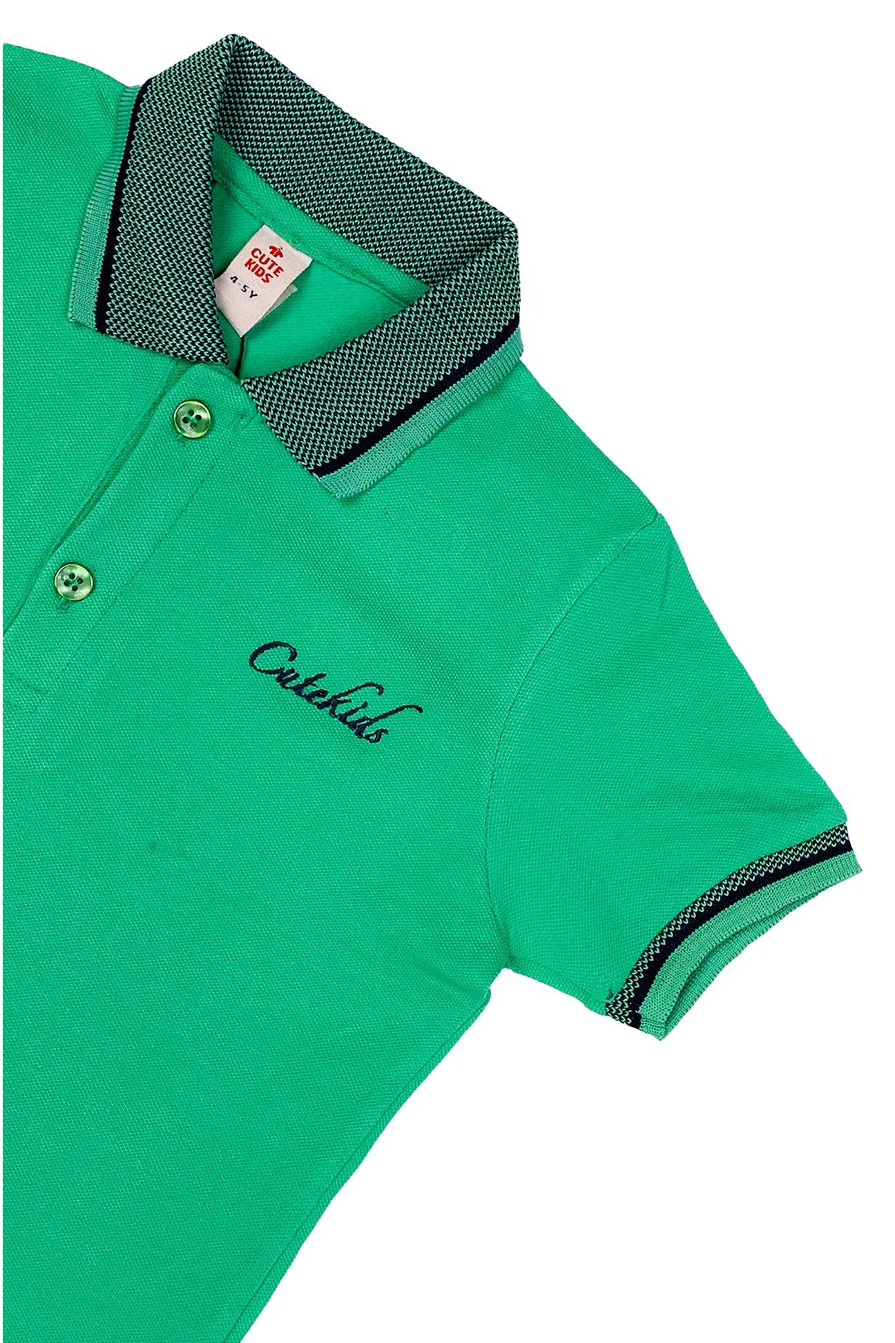 Logo Embroided Polo-Green - Cute Kids