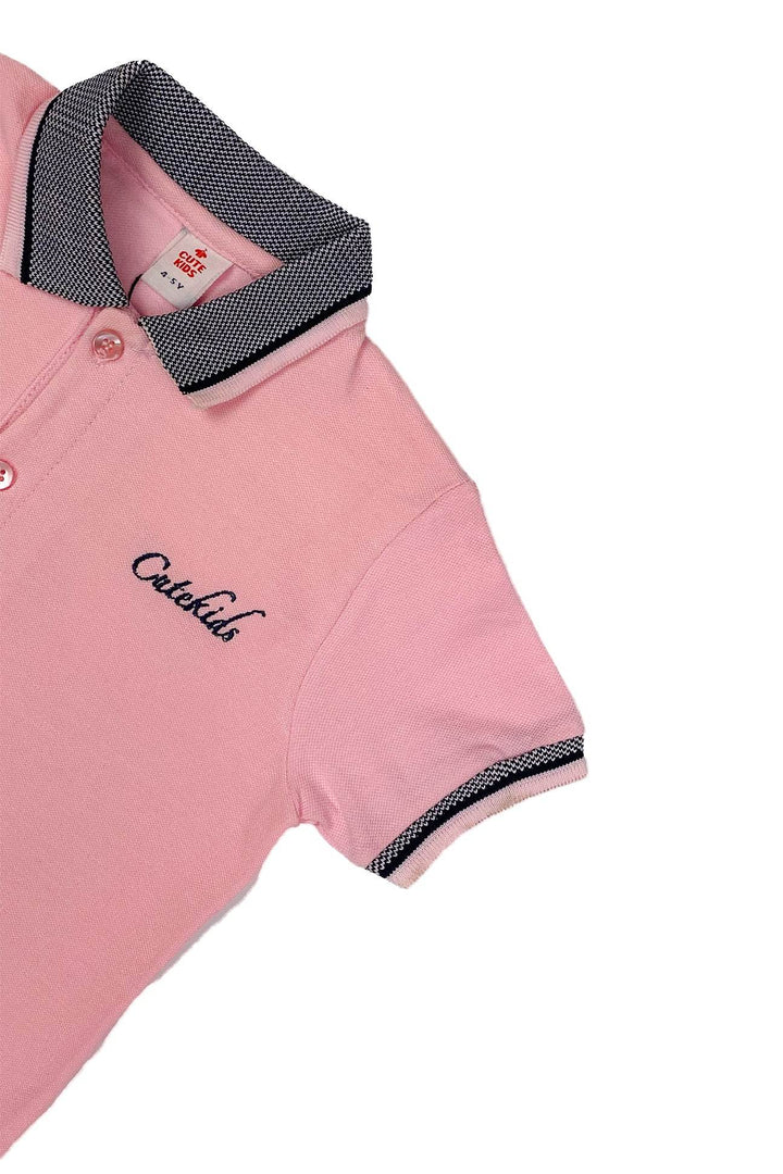 Logo Embroidered Polo - Pink - Cute Kids
