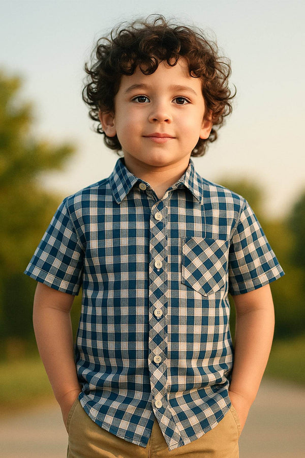 Boys Chack Shirt - Blue&White - Cute Kids