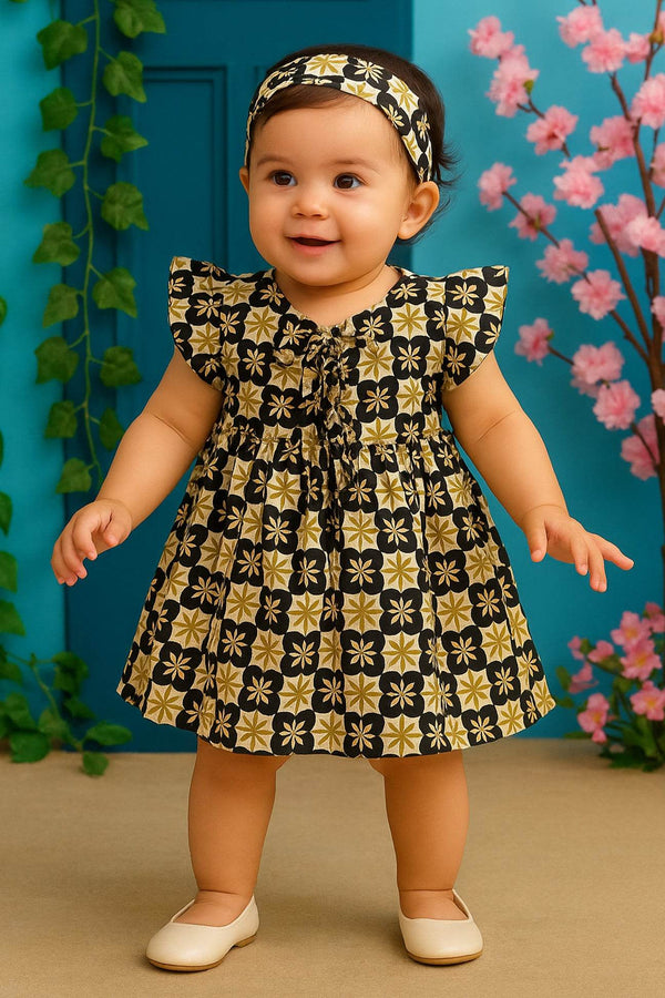 Girls Lawn Frock – Black - Cute Kids