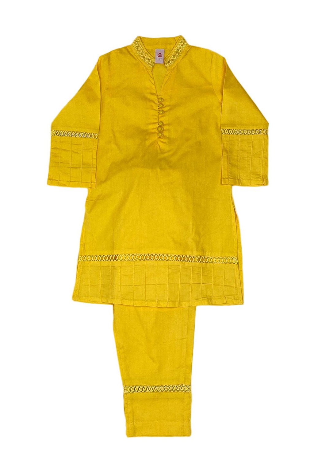 Girls Plain co-ord Set - Yellow - Cute Kids