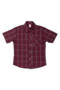 Boys Checkered Shirt – Maroon & White - Cute Kids