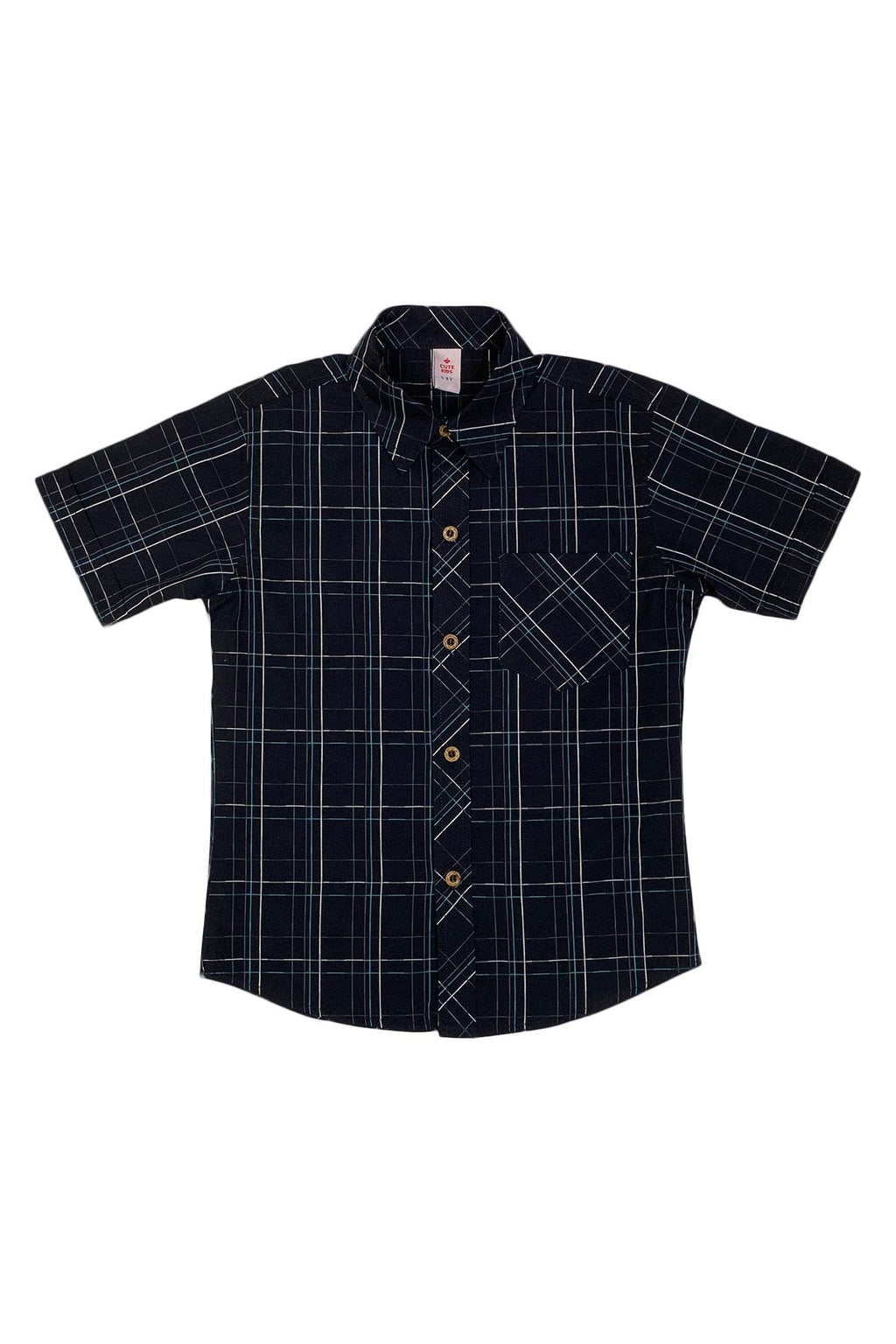 Boys Checkered Shirt – Black - Cute Kids