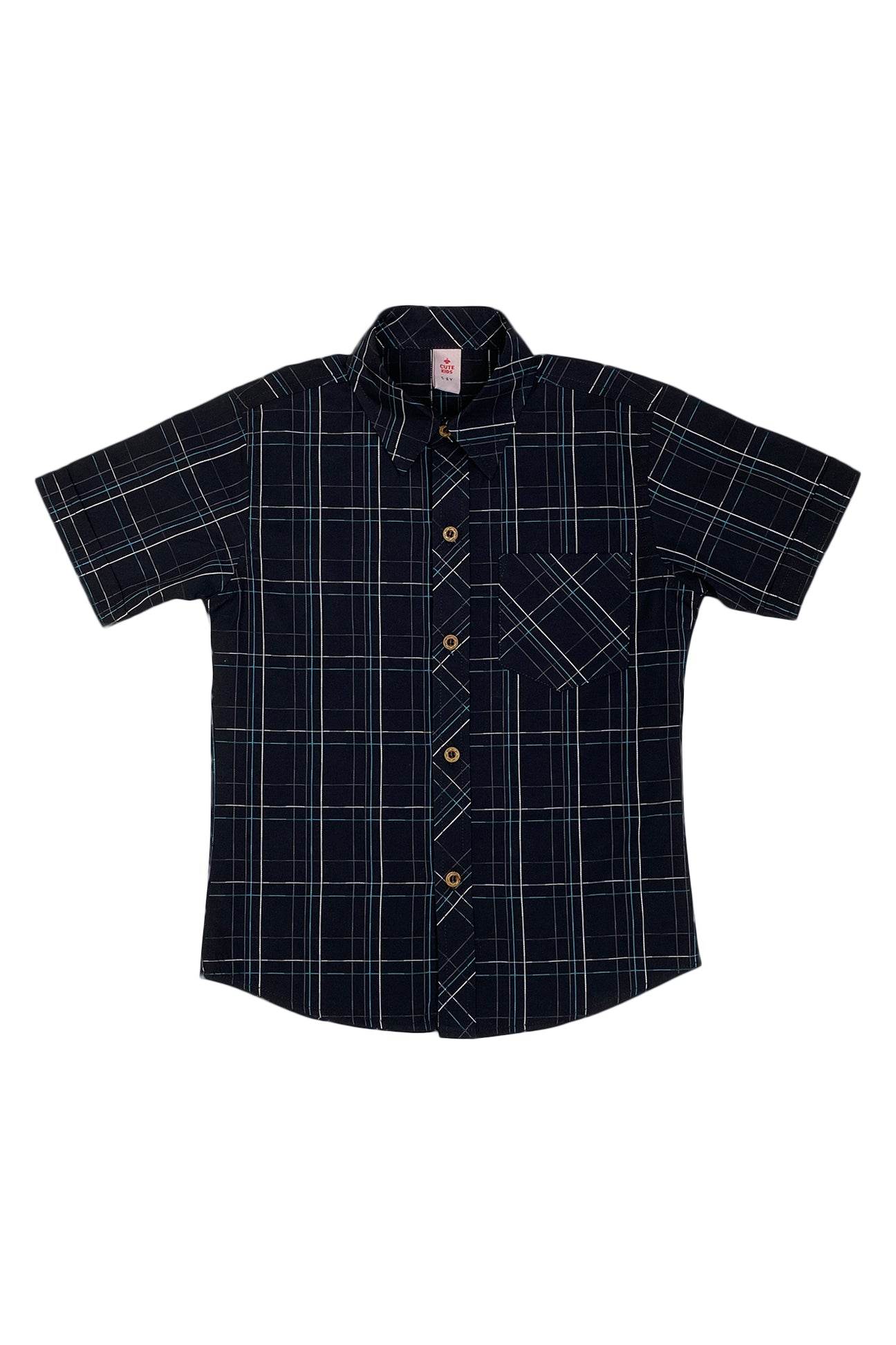Boys Checkered Shirt – Black - Cute Kids