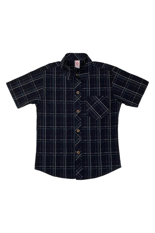 Boys Checkered Shirt – Black - Cute Kids