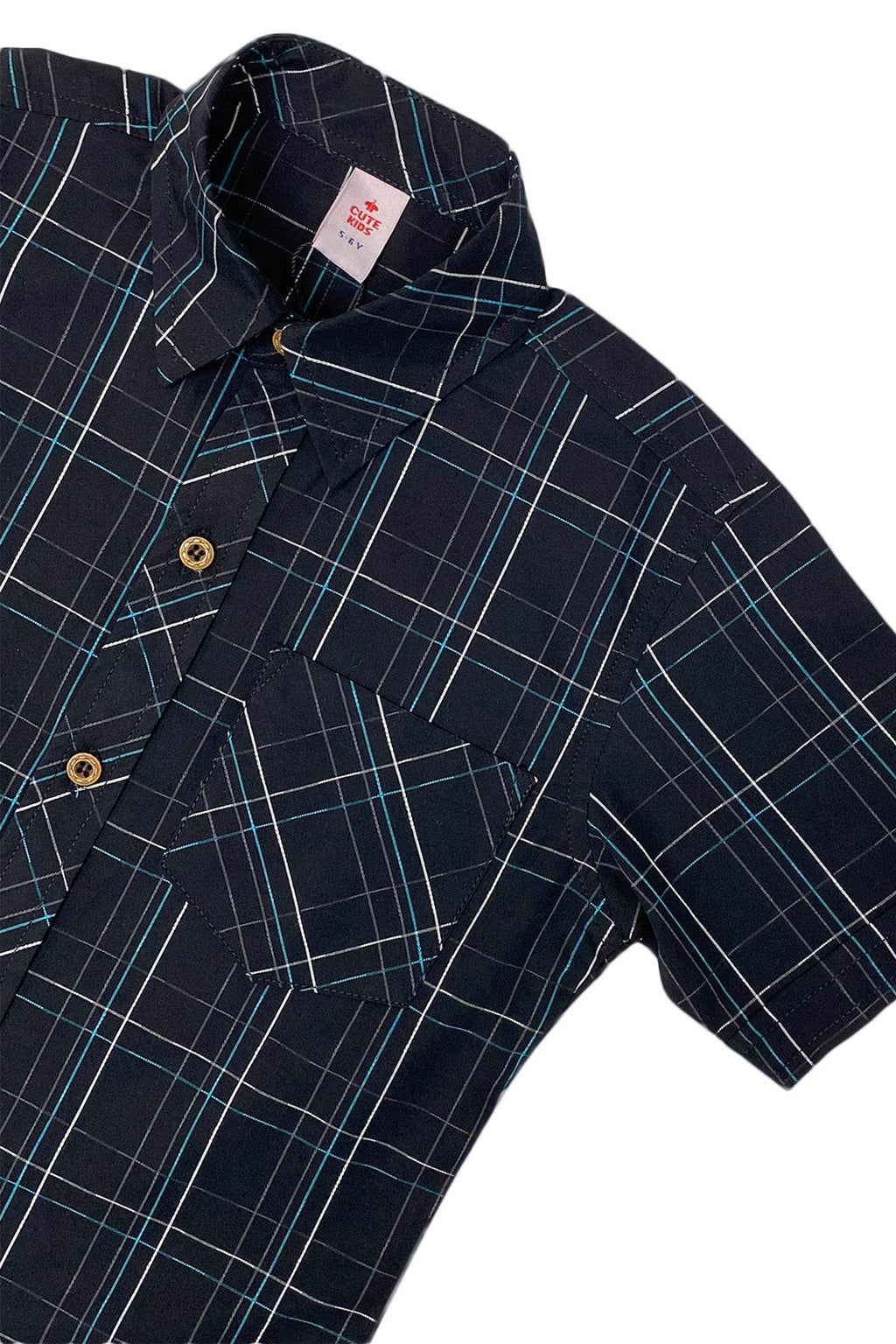 Boys Checkered Shirt – Black - Cute Kids