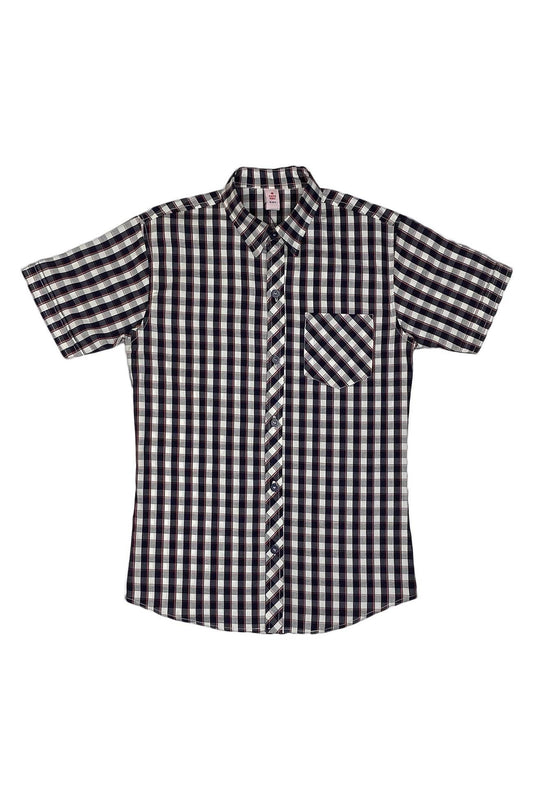 Boys Checkered Cotton Shirt – Navy & White - Cute Kids