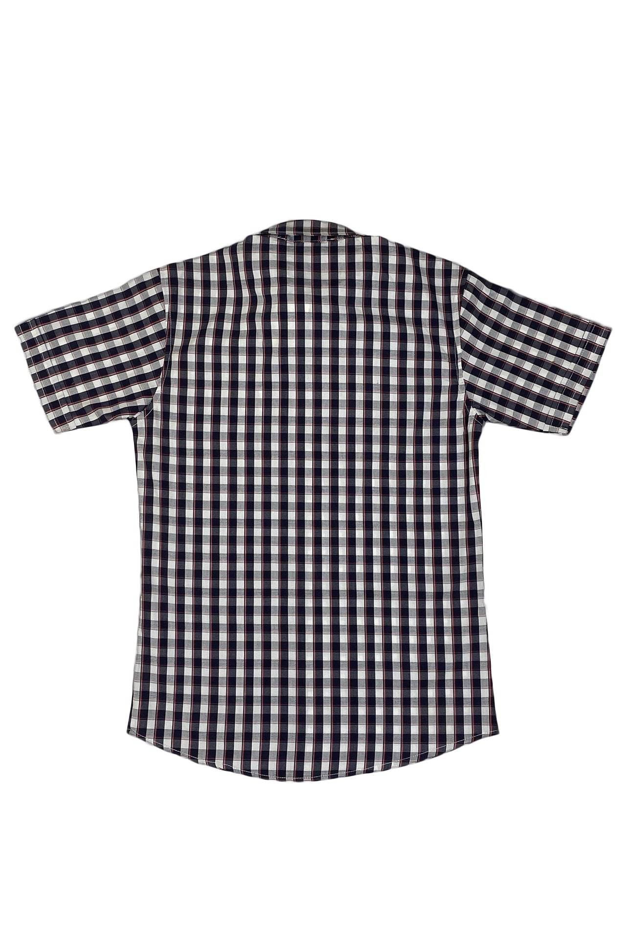 Boys Checkered Cotton Shirt – Navy & White - Cute Kids