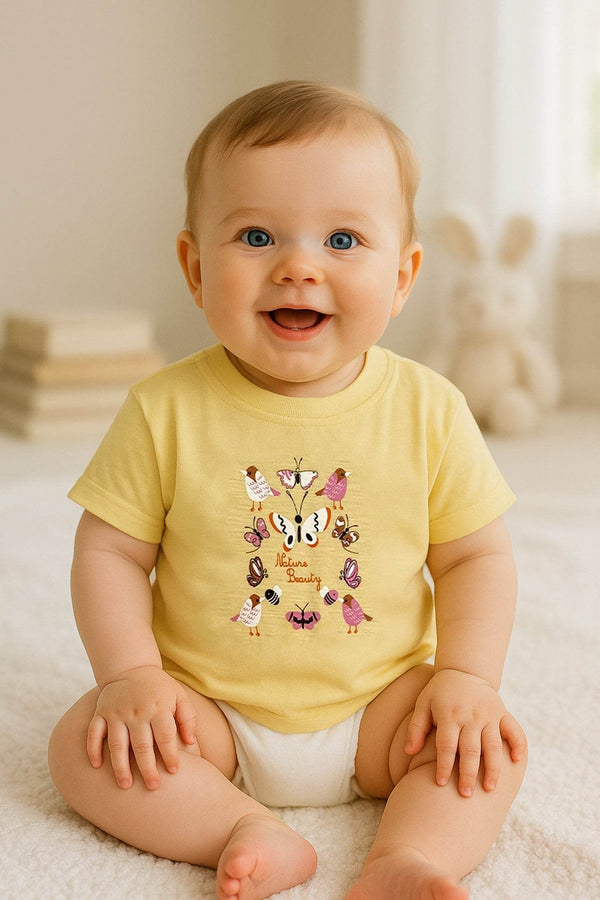 Girl T-Shirt butterfly - Light Yellow - Cute Kids