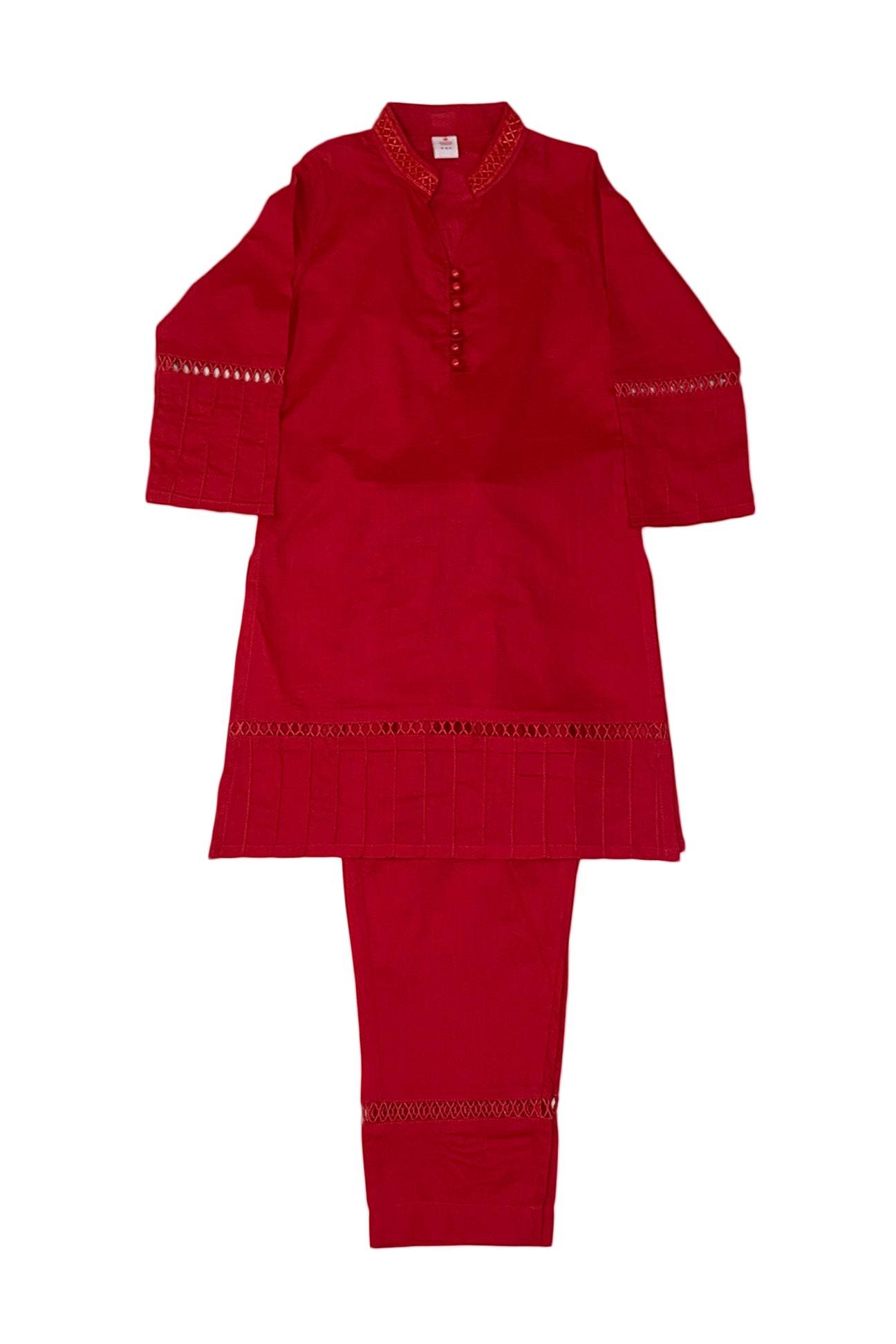 Girls Plain co-ord Set - Red - Cute Kids