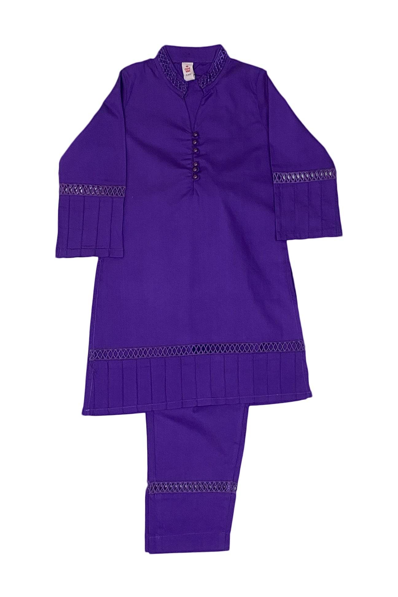 Girls Plain co-ord Set - Purple - Cute Kids