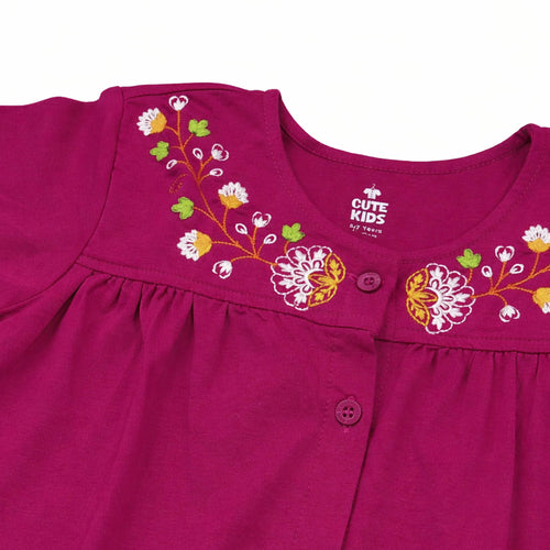 Girls Embroidered Top - Pink