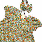 Newborn Printed Frock with Headband - Floral