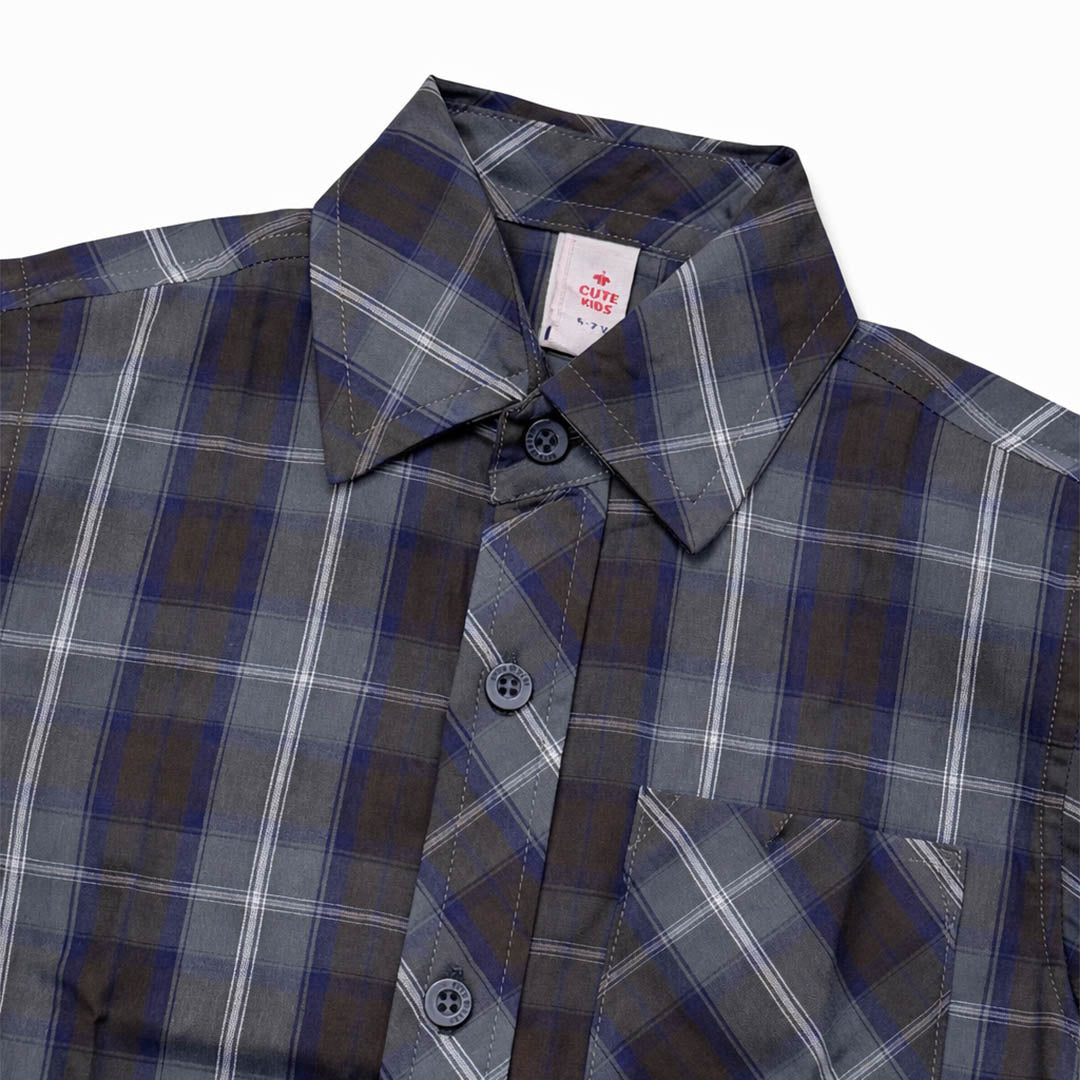 Boys Checkered Shirt – Black & Grey