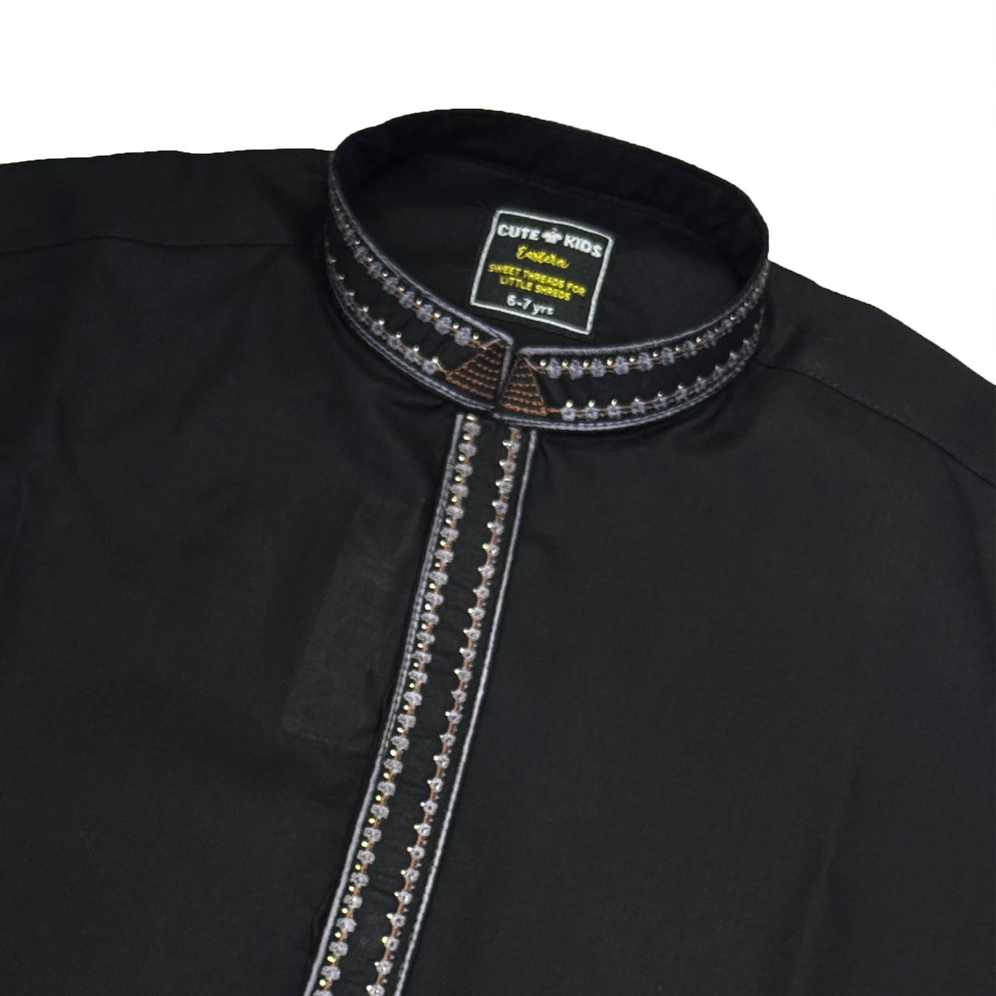 Boys Embroidered Shalwar Suits - Black