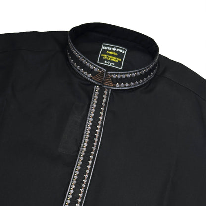 Boys Embroidered Shalwar Suits - Black