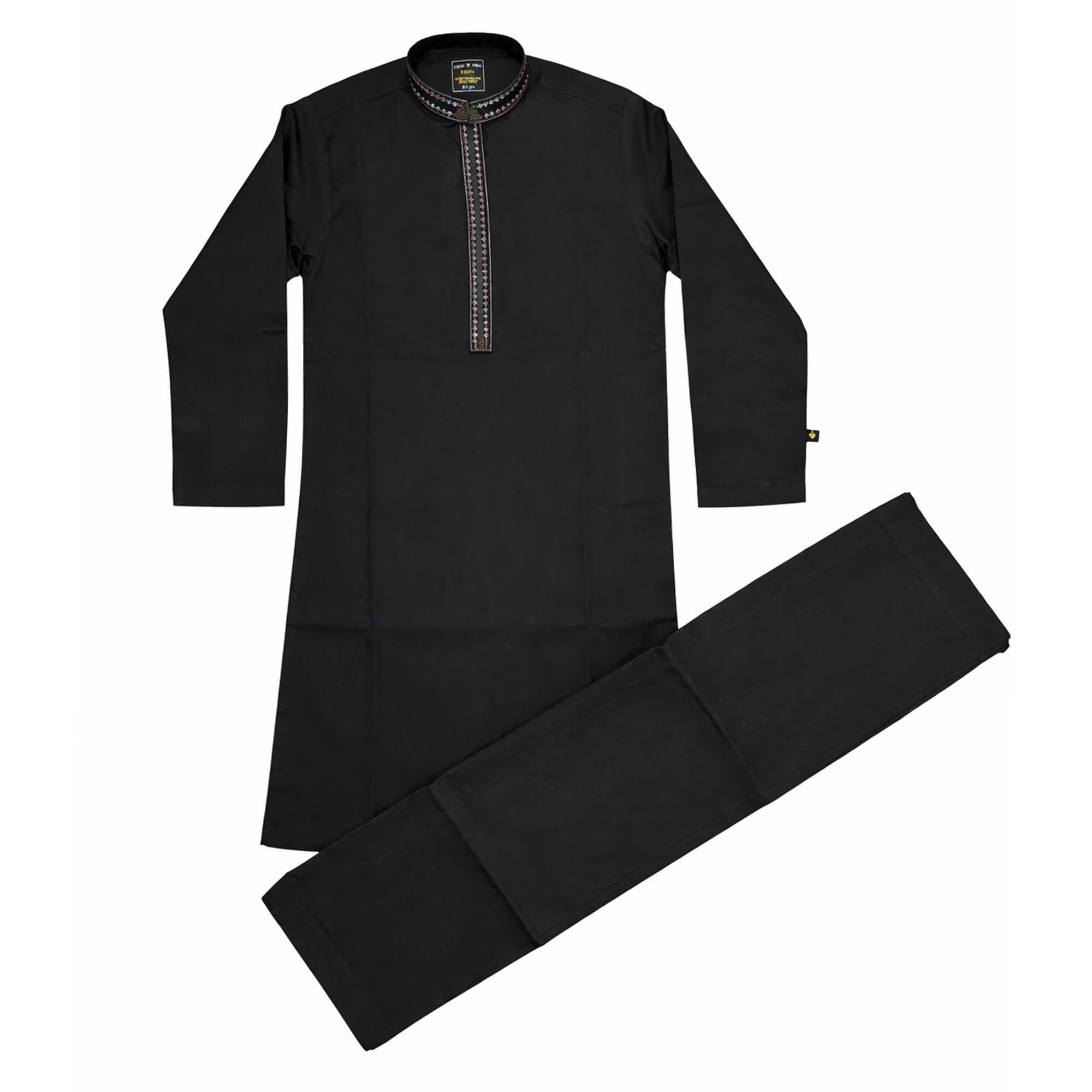 Boys Embroidered Shalwar Suits - Black
