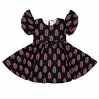 Girls Lawn Printed Frock - Black