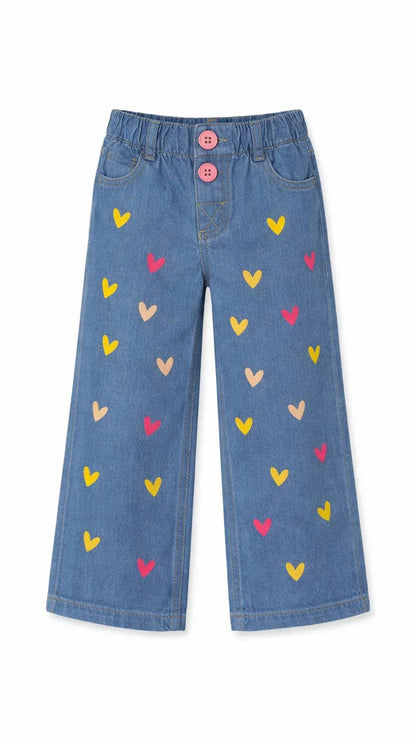 Heart Embroided Pant - Mid Shade