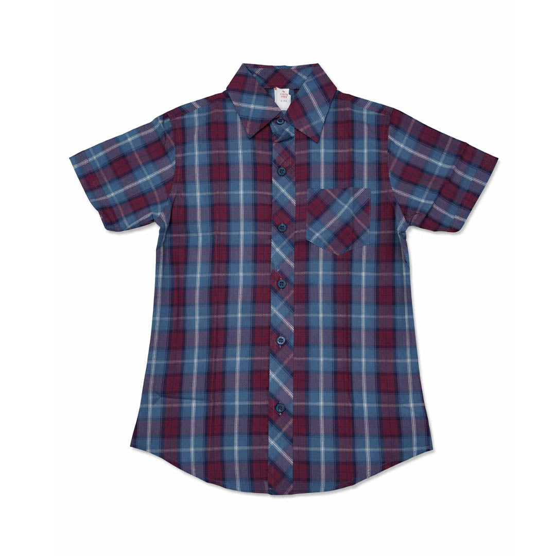 Boys Checkered Shirt – Blue & Red
