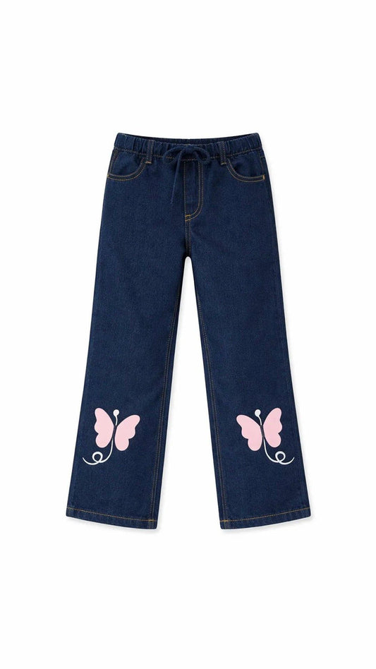 Butterfly Denim Pants - Dark Shade