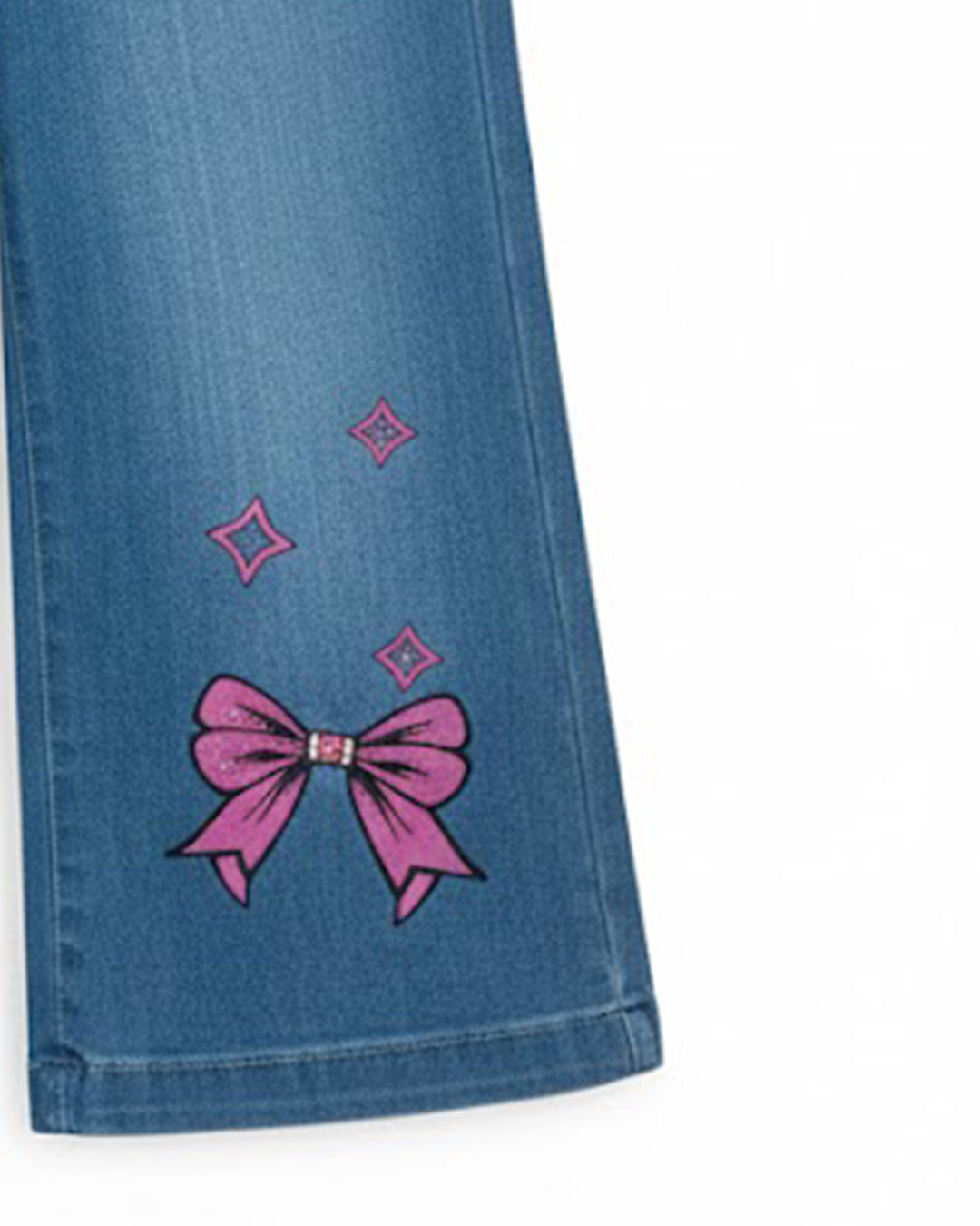 Girls Bow Printed Denim Pant