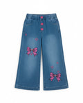 Girls Bow Printed Denim Pant
