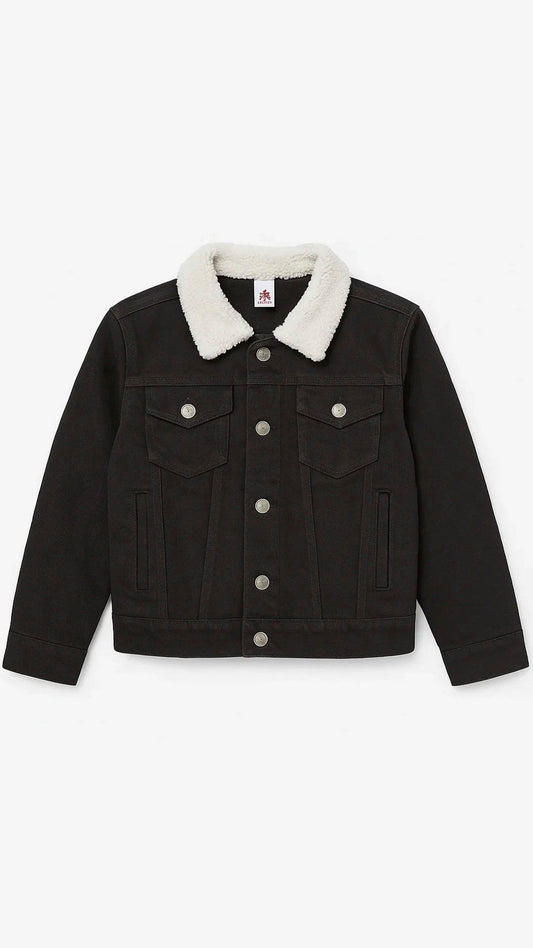 Denim Fur Jacket - Black