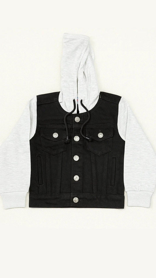 Denim Hooded Jacket - Black
