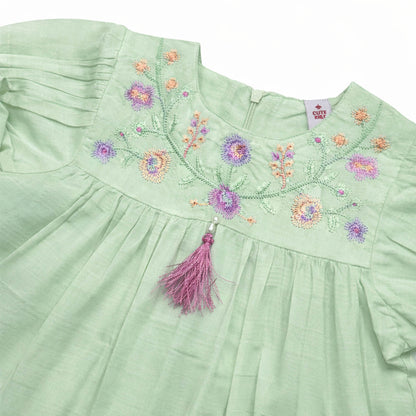NewBorn  Embroidered Frock  – C-GREEN