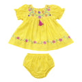 NewBorn  Embroidered Frock  – Yellow