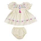 NewBorn  Embroidered Co-ord Set  – Off White
