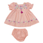NewBorn  Embroidered Co-ord Set  – Peach
